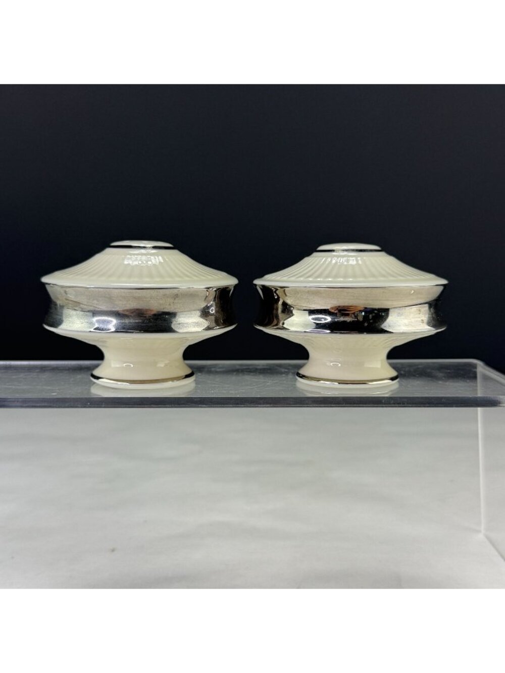 Vintage Lenox Celestial Platinum Salt and Pepper Shaker Set